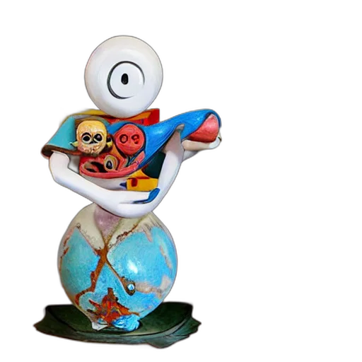 robot, 3d render, concept art, cartoon, occult, sculpture, toy, display transparent PNG cut-out
