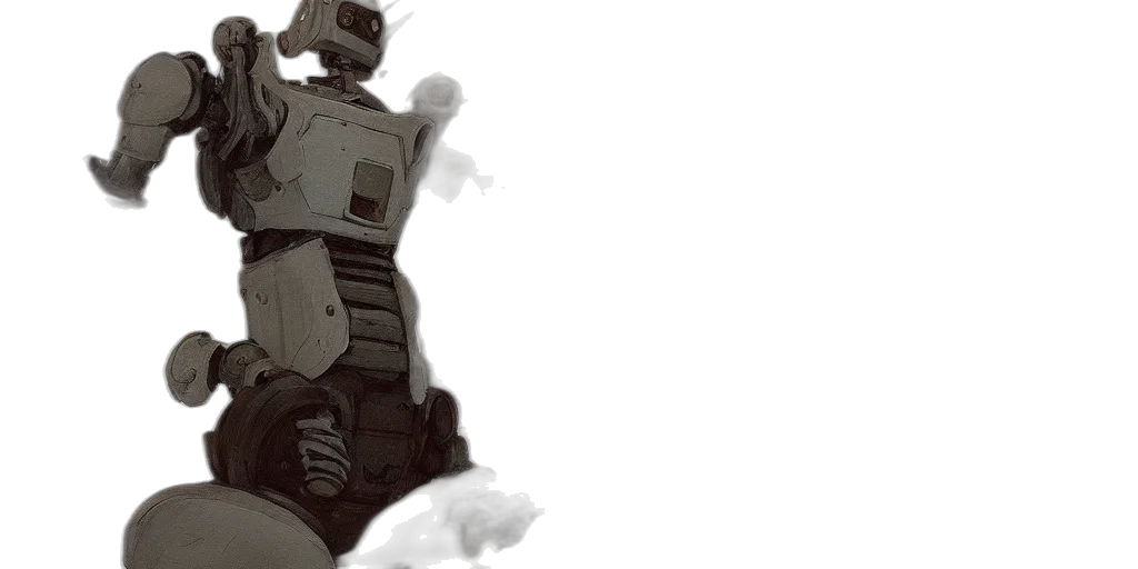 robot, weapon, jacket, face transparent PNG cut-out
