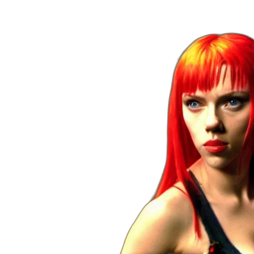 photorealistic, 3d render, concept art, comic book art, red, scarlett, johansson, dressed transparent PNG cut-out