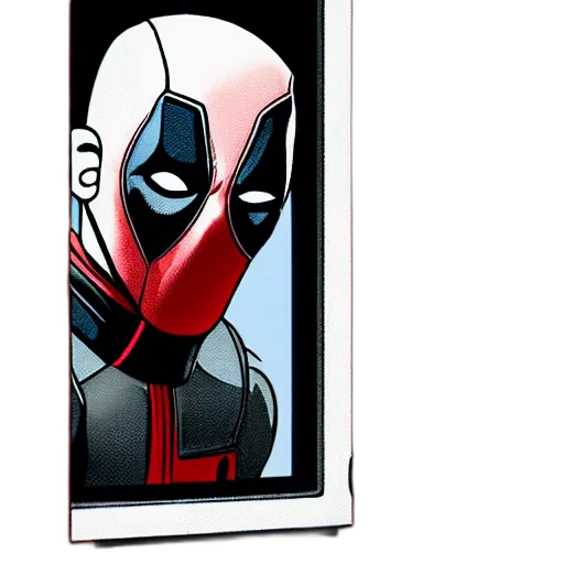 comic book art, concept art, deadpool, trying, break, into, room, through transparent PNG cut-out