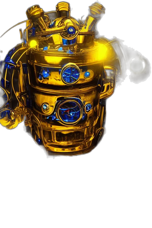 robot, mask, jewelry, crown, 3d render, concept art, cyberpunk, photorealistic transparent PNG cut-out
