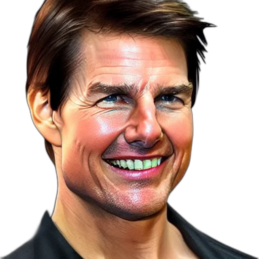 face, photorealistic, cartoon, 3d render, comic book art, tom, cruise, citron transparent PNG cut-out