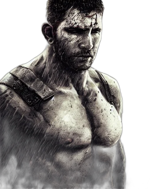 face, concept art, photorealistic, comic book art, fantasy art, battle, hardened, charismatic transparent PNG cut-out