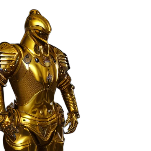 robot, 3d render, concept art, golden, portrait, armour, gold, statue transparent PNG cut-out