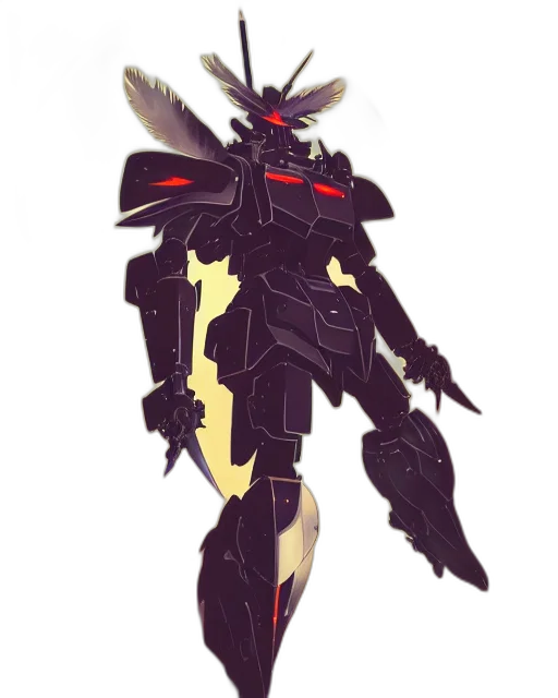 robot, weapon, sword, concept art, pixel art, anime, 3d render, dark transparent PNG cut-out
