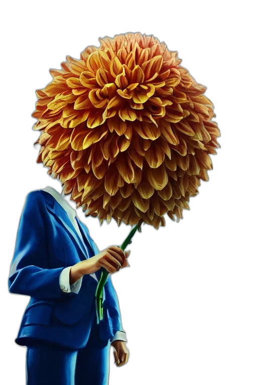flower, umbrella, staff, jacket, photorealistic, oil painting, concept art, fantasy art transparent PNG cut-out
