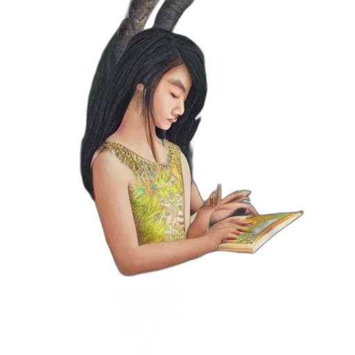 hair, dress, dragon, creature, fantasy art, concept art, photorealistic, 3d render transparent PNG cut-out