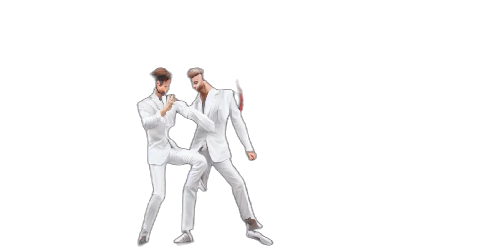 concept art, pixel art, 3d render, cartoon, pair, handsome, dancers, white transparent PNG cut-out