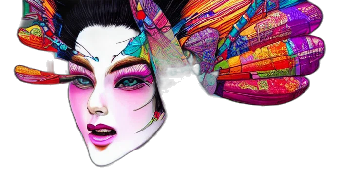 mask, fantasy art, concept art, cyberpunk, photorealistic, colorful, neon, pastel transparent PNG cut-out