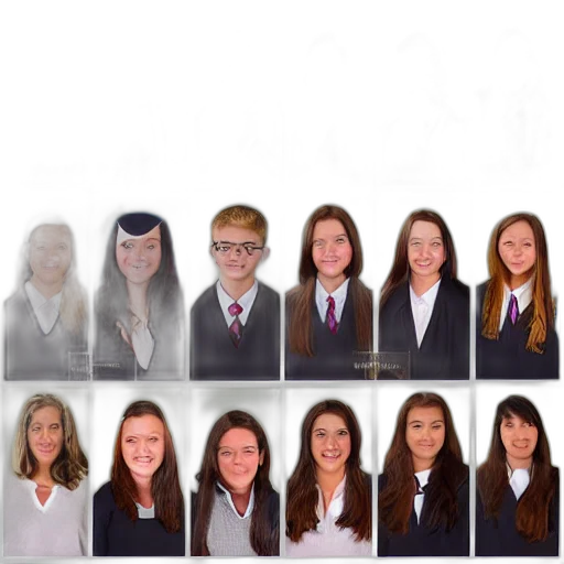 staff, hair, photorealistic, yearbook, faces transparent PNG cut-out
