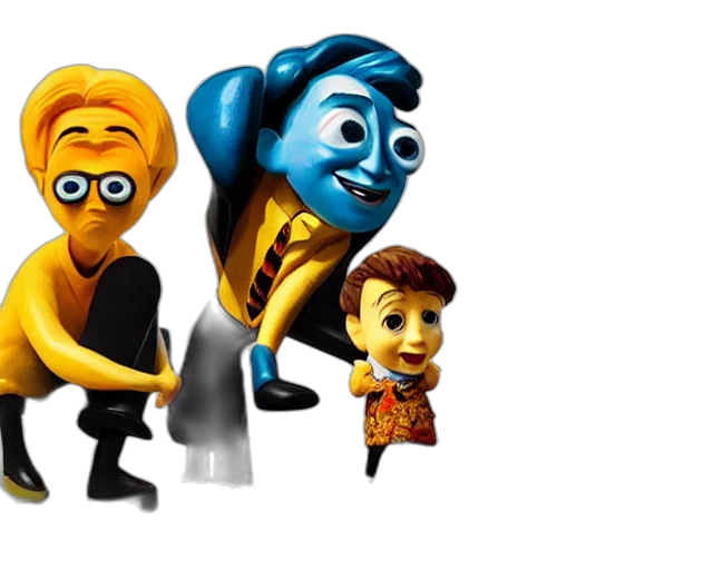 3d render, concept art, cartoon, golden, blue, francis, bacon, pixar transparent PNG cut-out