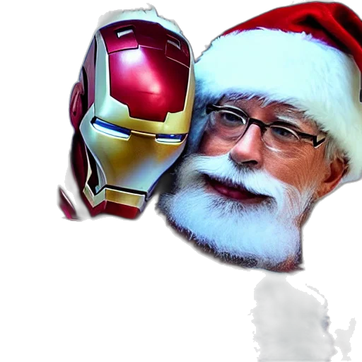 iron, man, sitting, santa transparent PNG cut-out