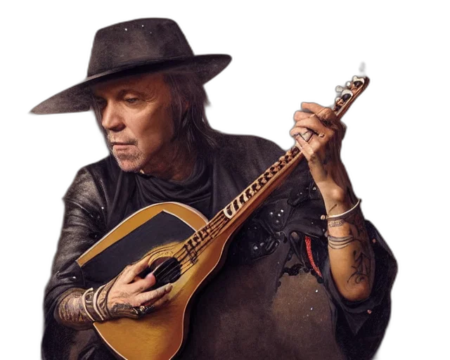 hat, portrait, photo, vasco, rossi, playing, lute, magical transparent PNG cut-out