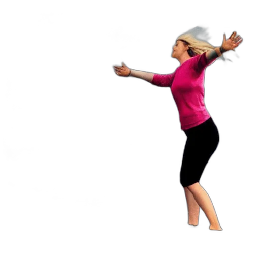3d render, person, raising, her, hands, shore, while, giant transparent PNG cut-out