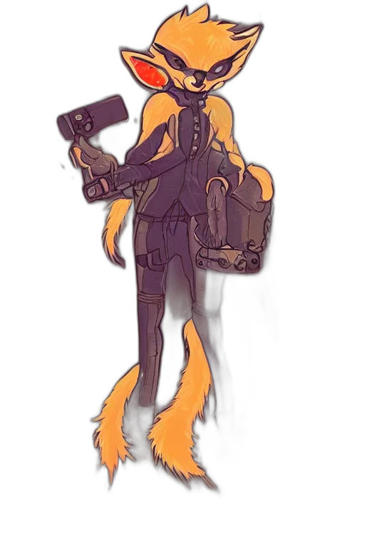 staff, creature, robot, jacket, concept art, fantasy art, cyberpunk, pixel art transparent PNG cut-out