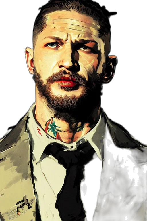 face, jacket, animal, photorealistic, comic book art, concept art, watercolor, tom transparent PNG cut-out