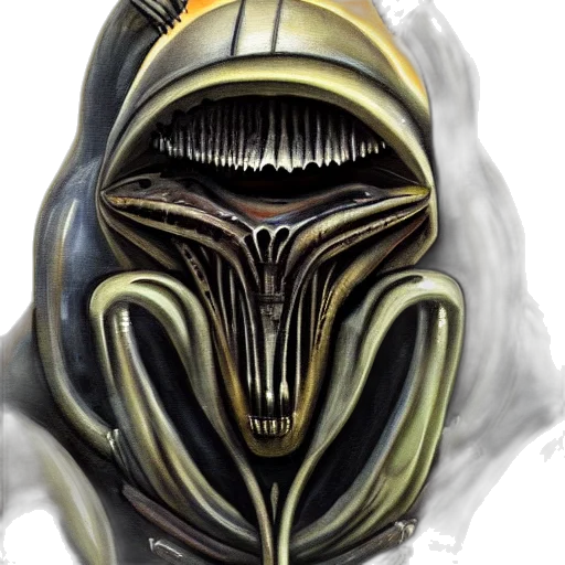 mask, face, creature, robot, concept art, fantasy art, comic book art, photorealistic transparent PNG cut-out