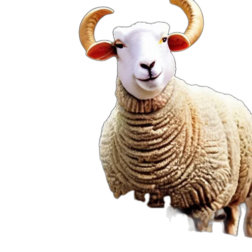 animal, pixel art, 3d render, photorealistic, sheep, ram, face, chef transparent PNG cut-out