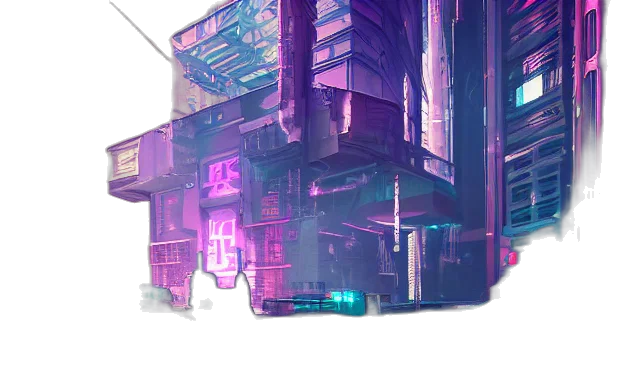 building, robot, weapon, cyberpunk transparent PNG cut-out