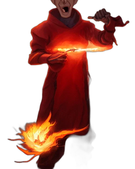 staff, concept art, fantasy art, comic book art, pixel art, fire, red, squidward transparent PNG cut-out