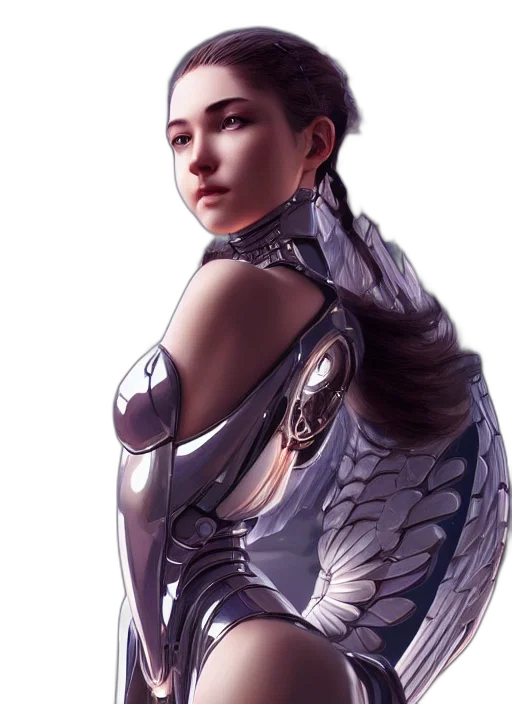 robot, dress, jewelry, dragon, fantasy art, concept art, cyberpunk, photorealistic transparent PNG cut-out
