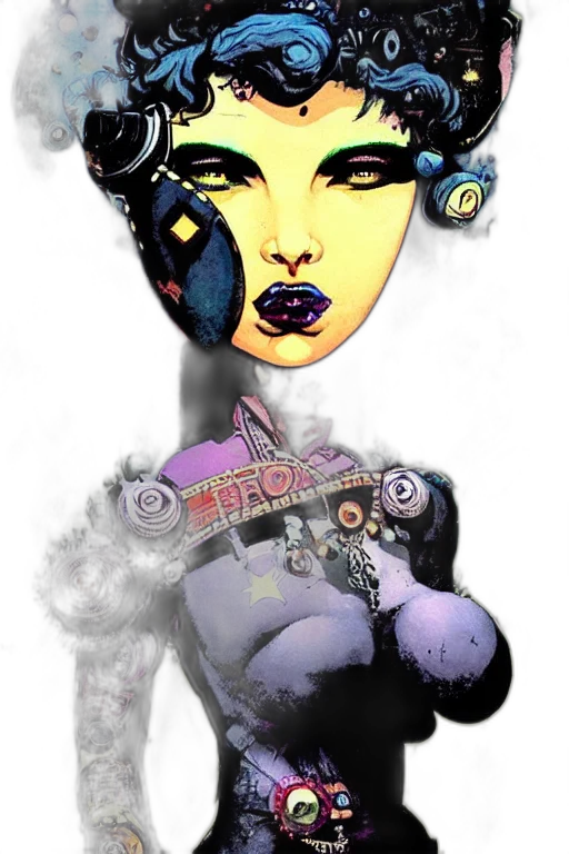 mask, jewelry, robot, fantasy art, concept art, cyberpunk, comic book art, outer space transparent PNG cut-out