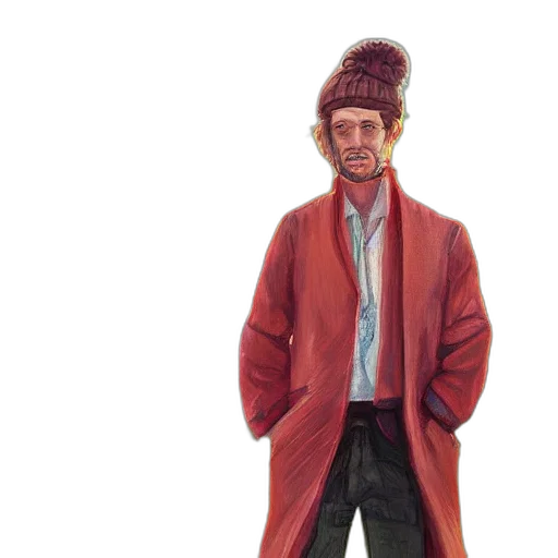 jacket, hat, staff, face transparent PNG cut-out