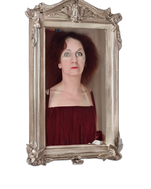 face, dress, hair, creature, photorealistic, middle, aged, woman transparent PNG cut-out