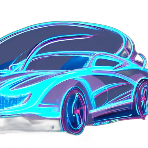 car, concept art, 3d render, vaporwave transparent PNG cut-out