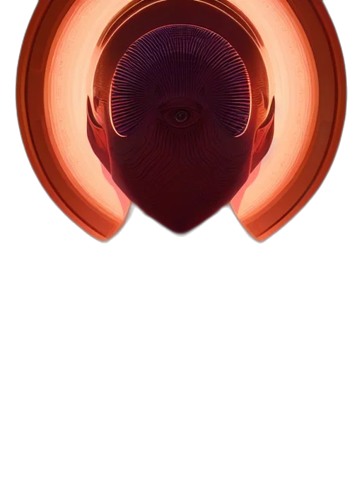 mask, robot, face, crown, 3d render, concept art, vaporwave, cyberpunk transparent PNG cut-out