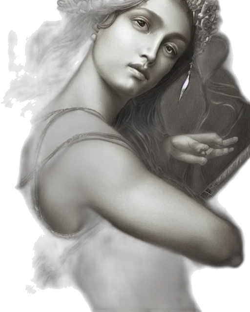 face, jewelry, mask, photorealistic, fantasy art, pencil sketch, oil painting, monochrome transparent PNG cut-out