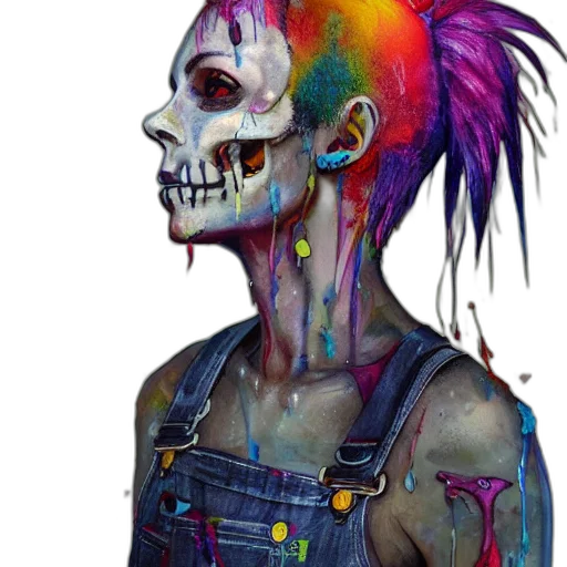 face, mask, cyberpunk, concept art, fantasy art, watercolor, colorful, dark transparent PNG cut-out