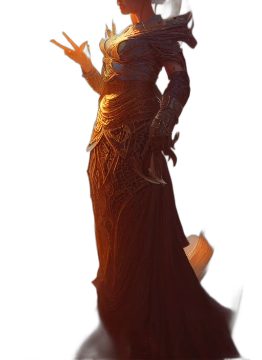 dress, staff, crown, sword, concept art, fantasy art, 3d render, pixel art transparent PNG cut-out