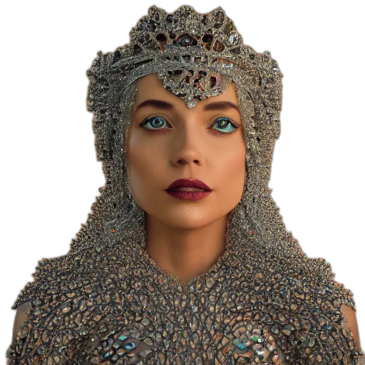 jewelry, crown, face, hat, fantasy art, concept art, 3d render, photorealistic transparent PNG cut-out