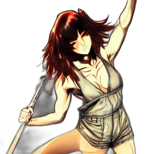 dress, staff, comic book art, anime, concept art, cartoon, red, full transparent PNG cut-out