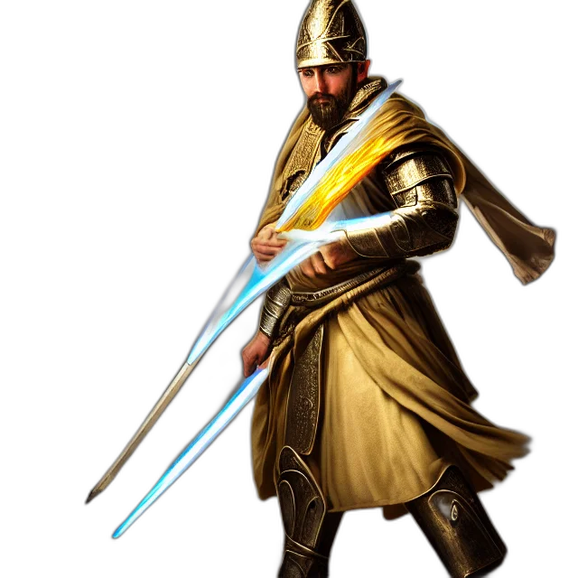 sword, staff, weapon, fantasy art, concept art, 3d render, pixel art, golden transparent PNG cut-out