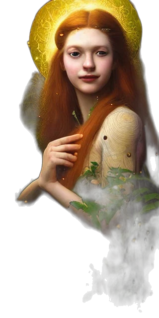 dress, face, creature, fantasy art, photorealistic, oil painting, concept art, forest transparent PNG cut-out