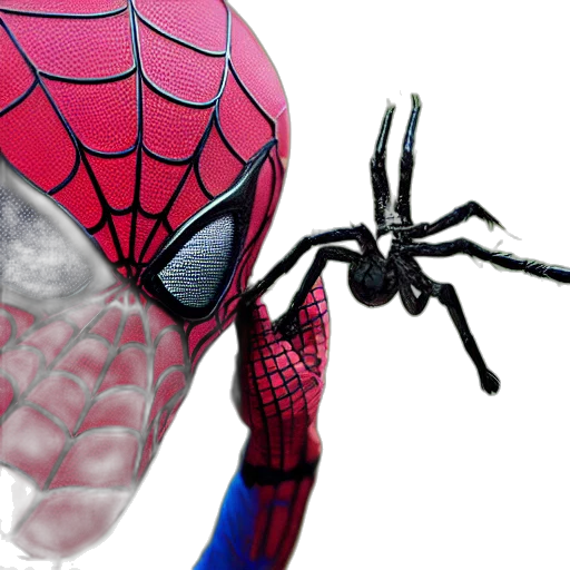 mask, creature, animal, 3d render, concept art, comic book art, photorealistic, spiderman transparent PNG cut-out