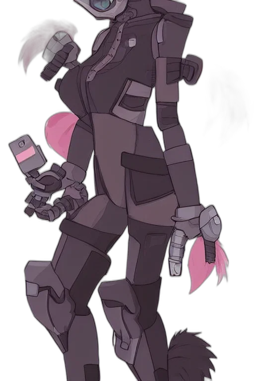 robot, weapon, staff, cyberpunk transparent PNG cut-out