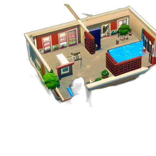 building, furniture, 3d render, pixel art transparent PNG cut-out