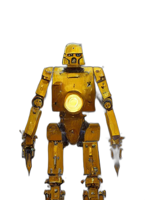 robot, staff, concept art, 3d render transparent PNG cut-out