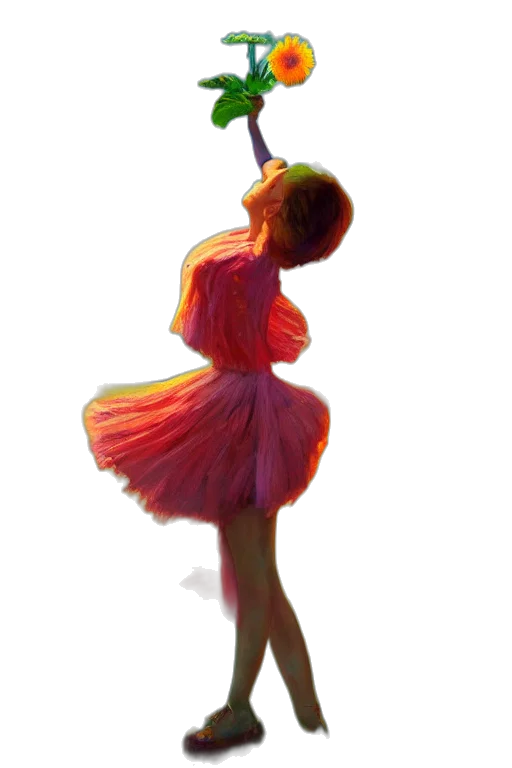 dress, staff, umbrella, flower, concept art, watercolor, oil painting, fantasy art transparent PNG cut-out