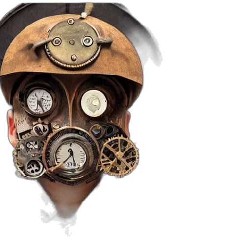 mask, face, hat, concept art, steampunk, boy, super, detailed transparent PNG cut-out