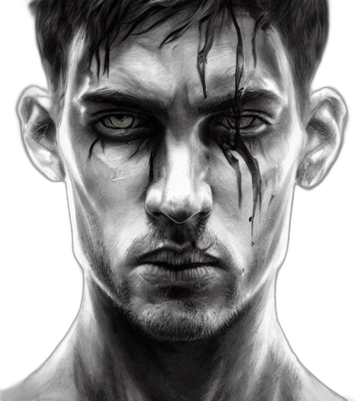 face, mask, comic book art, cyberpunk, photorealistic, concept art, dark, monochrome transparent PNG cut-out