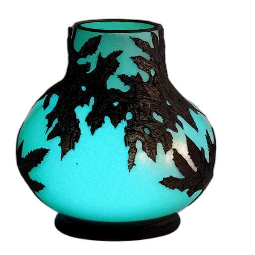 bottle, 3d render, photorealistic, underwater, forest, turquoise, leaves, kintsugi transparent PNG cut-out
