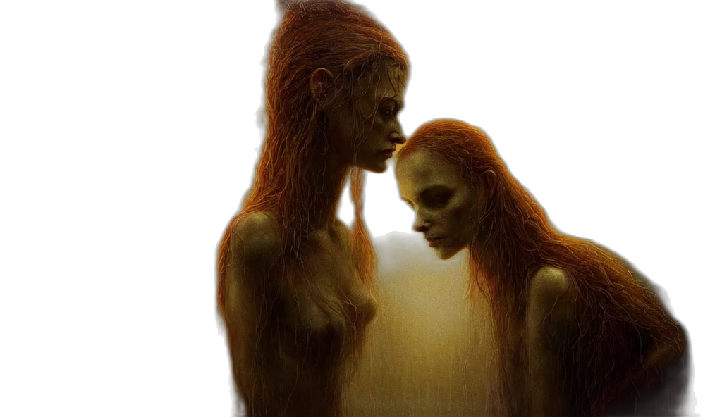 creature, mask, concept art, fantasy art, photorealistic, oil painting, forest, night transparent PNG cut-out