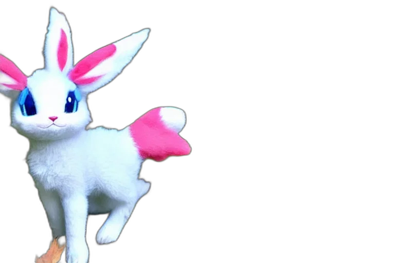 animal, creature, 3d render, concept art, real, life, sylveon, pokemon transparent PNG cut-out