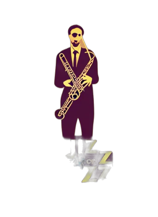 pixel art, concept art, cartoon, 3d render, jazz, festival, poster, halftone transparent PNG cut-out