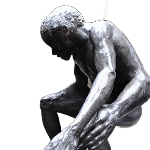 photorealistic, 3d render, concept art, sculpture, man, breaking, his, chains transparent PNG cut-out