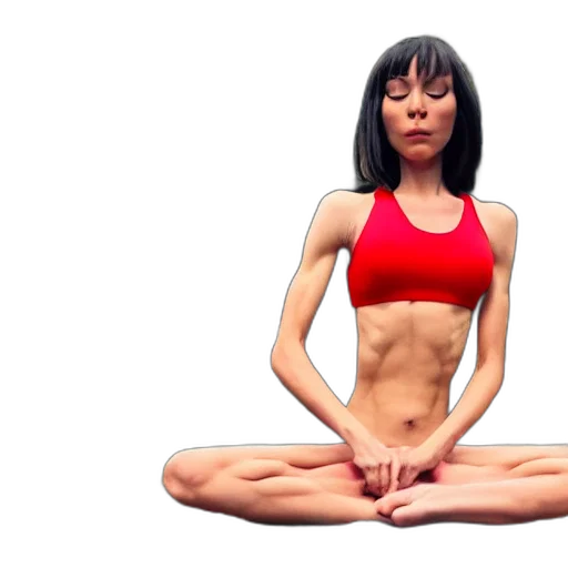 photorealistic, 3d render, skinny, muscular, girl, practicing, youga, shrooms transparent PNG cut-out